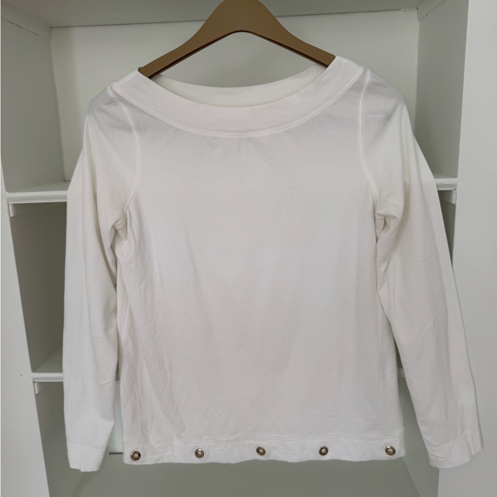 Lilly Pulitzer White Long Sleeve Top with Button Detail